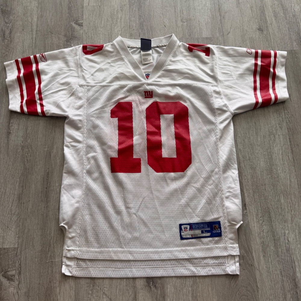 Reebok NFL New York Giants Eli Manning 10 Jersey Youth L 14-16 White Red